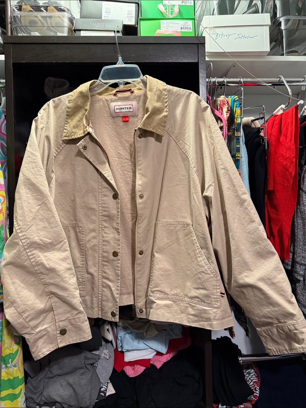 Hunter Beige Utility Jacket with Contrasting Corduroy Collar